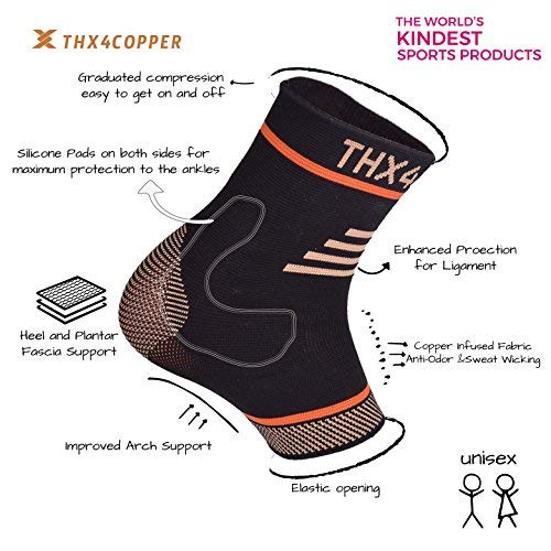 THX4COPPER Infused Compression Ankle Brace,Silicone Ankle Sleeve Support,Pain Relief from Plantar Fasciitis, Achilles Tendonitis-Reduce Foot Swelling&Prevent Ankle Injuries-Single-Small - Image 5