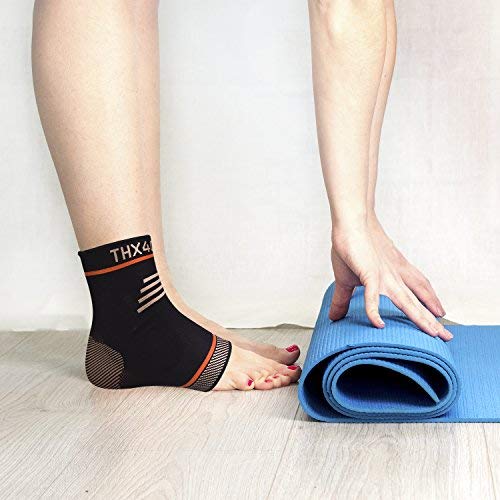THX4COPPER Infused Compression Ankle Brace,Silicone Ankle Sleeve Support,Pain Relief from Plantar Fasciitis, Achilles Tendonitis-Reduce Foot Swelling&Prevent Ankle Injuries-Single-Small - Image 2