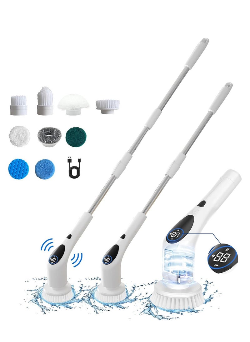 Electric Spin Scrubber, 2023 New Cordless Cleaning Brush with 9 Replaceable Brush Heads, 3 Speeds Power Shower Scrubber with Extension Arm for Bathroom, Floor, Tile, Tub  - Image 1