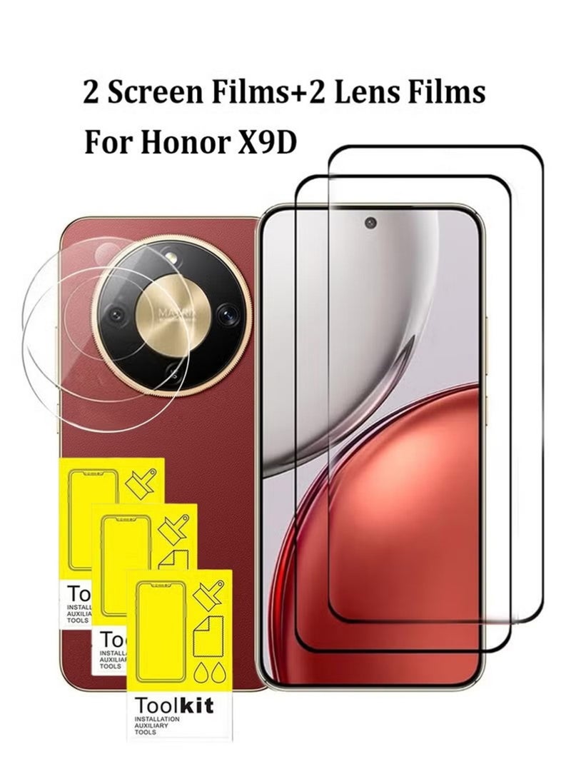 SNBFA 【2+2Pack】Tempered Glass Screen Protector for Honor X9D with Camera Lens Protector,9H Hardness Protective Film for Honor X9D (6.79"), High Clear, Anti Scratch, Bubble Free Tempered Glass Film - Image 1