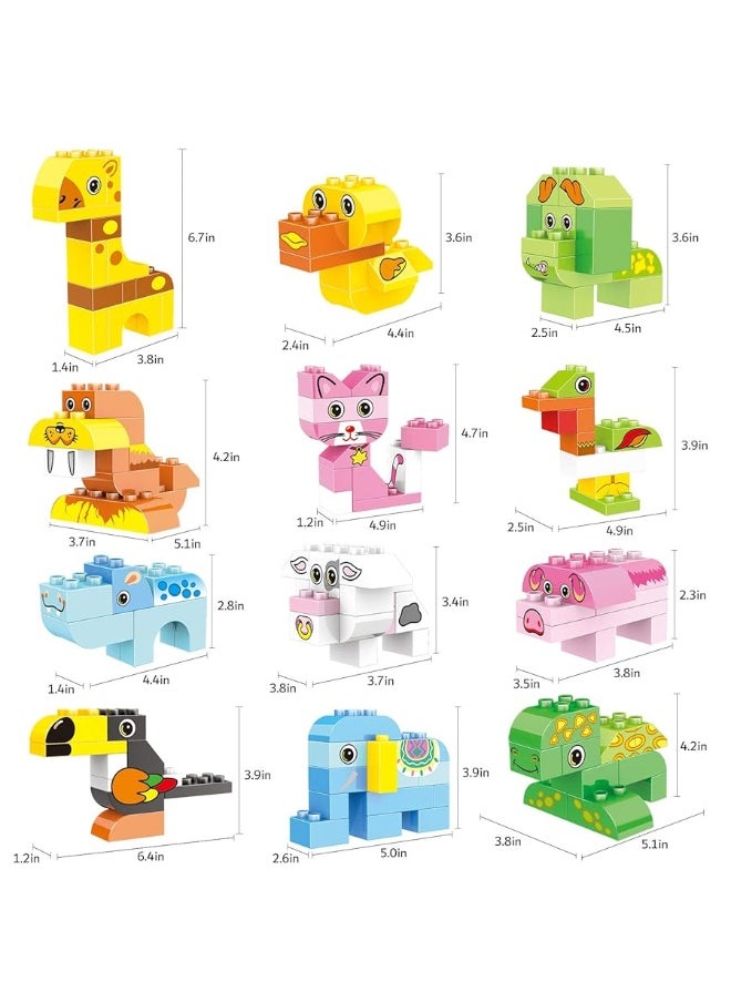 EP EXERCISE N PLAY Building Blocks Set for Toddlers Creative Large Building Bricks Toy Animals Building Kit with Storage Box Preschool Learning Educational Toys for Kids Boys Girls Gifts for 3 Years Old 122 Pieces  - Image 4