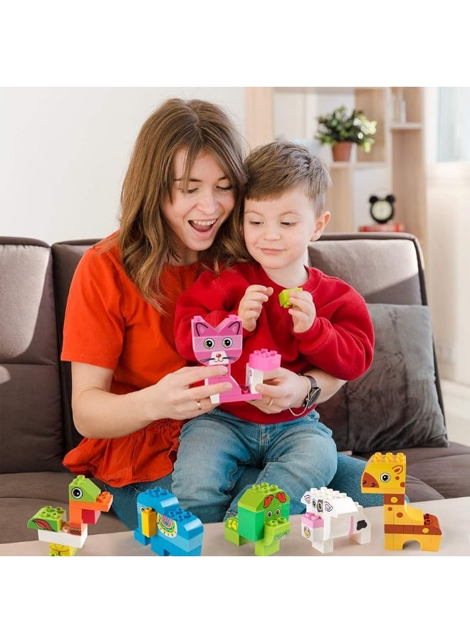 EP EXERCISE N PLAY Building Blocks Set for Toddlers Creative Large Building Bricks Toy Animals Building Kit with Storage Box Preschool Learning Educational Toys for Kids Boys Girls Gifts for 3 Years Old 122 Pieces  - Image 2