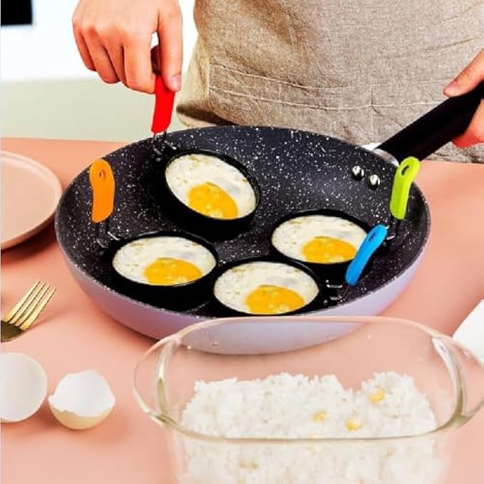 NALACAL عبوتين من الفولاذ المقاوم للصدأ، حلقات بيض دائرية للعجة، المافن الإنجليزي، الفطائر والسندويشات، فطور العفن المنزلي - Image 4