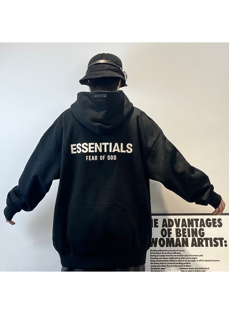 Generic - FOG Fu ESSENTIALS joint name three bars fashion brand fleece-lined hooded sweater High Street American autumn and winter hoodie Light gray - Image 1
