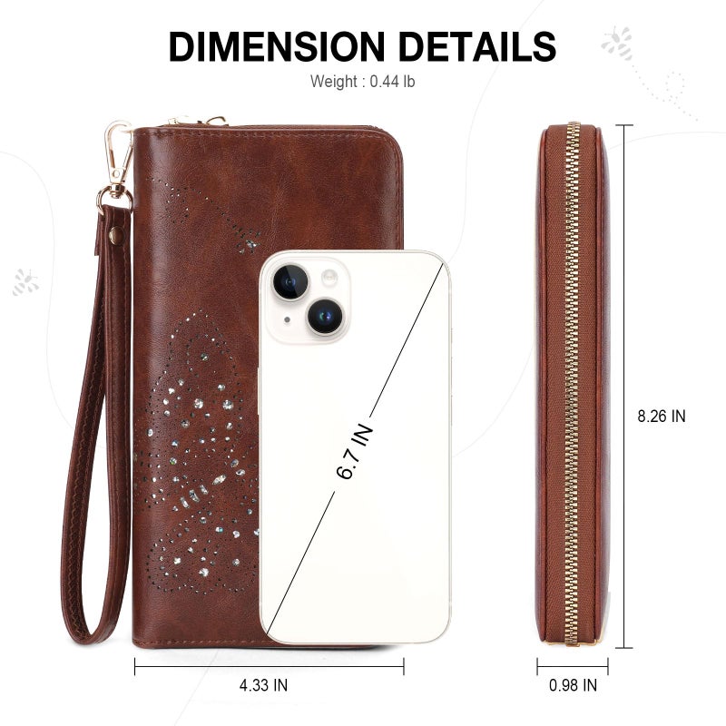 KITEVIUN RFID Wallet Women, Large Capacity Butterfly Cell Phone Clutch Purses Ladies Wristlet Wallets for Women - Image 3