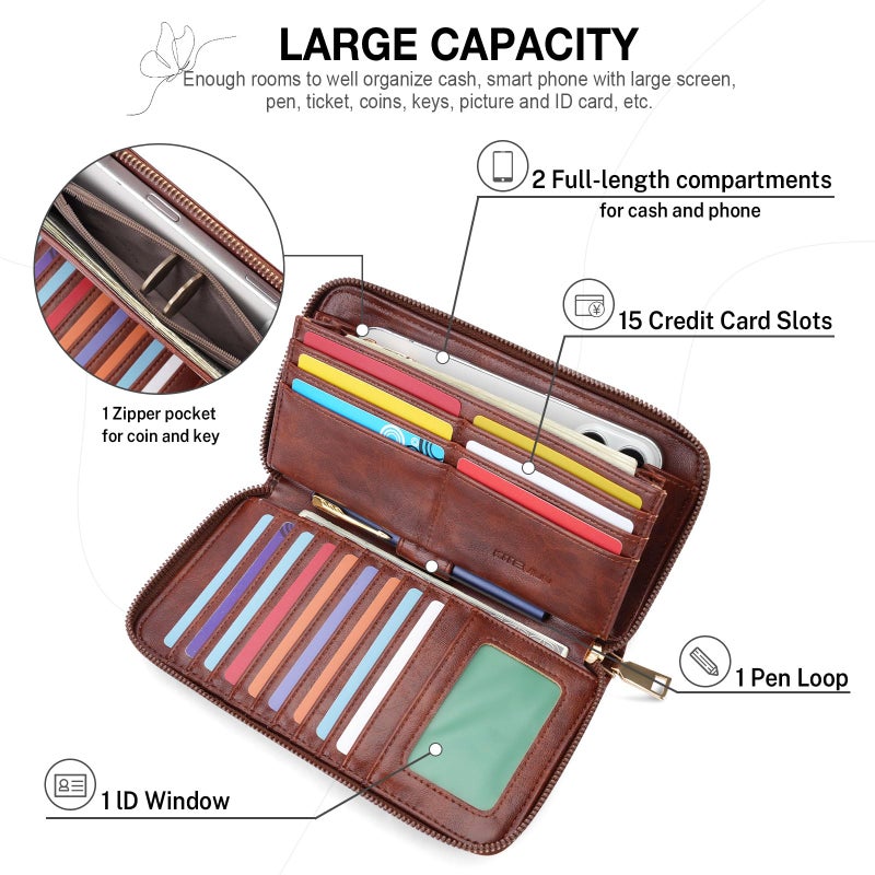 KITEVIUN RFID Wallet Women, Large Capacity Butterfly Cell Phone Clutch Purses Ladies Wristlet Wallets for Women - Image 4