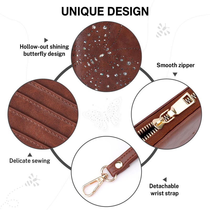 KITEVIUN RFID Wallet Women, Large Capacity Butterfly Cell Phone Clutch Purses Ladies Wristlet Wallets for Women - Image 5