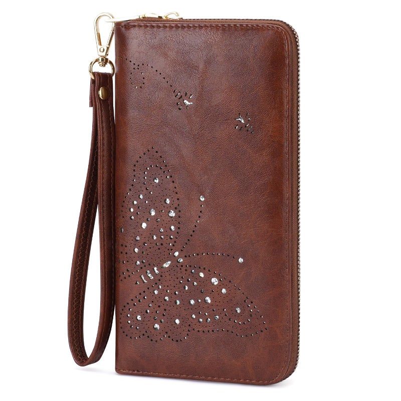 KITEVIUN RFID Wallet Women, Large Capacity Butterfly Cell Phone Clutch Purses Ladies Wristlet Wallets for Women - Image 1