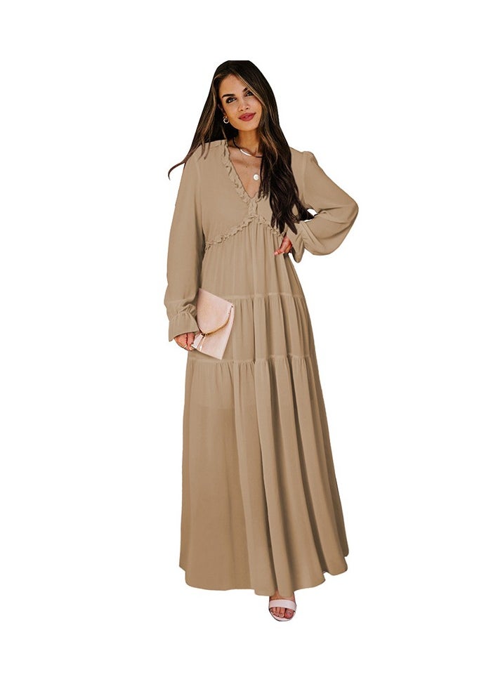 Loquat Thin Gauze Floral Long Sleeved Dress 