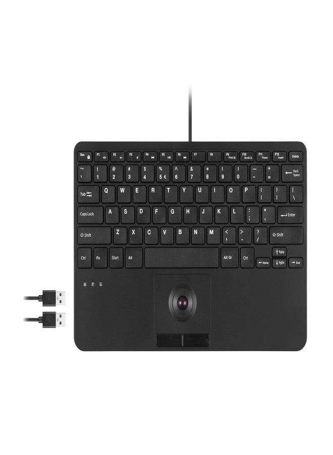 Perixx PERIBOARD-526 US, Wired Mini USB Keyboard with Trackball - X Type Scissor Keys - 11.18x7.17x1.1 Inches - Build-in 2 USB Hubs - US English - Image 1