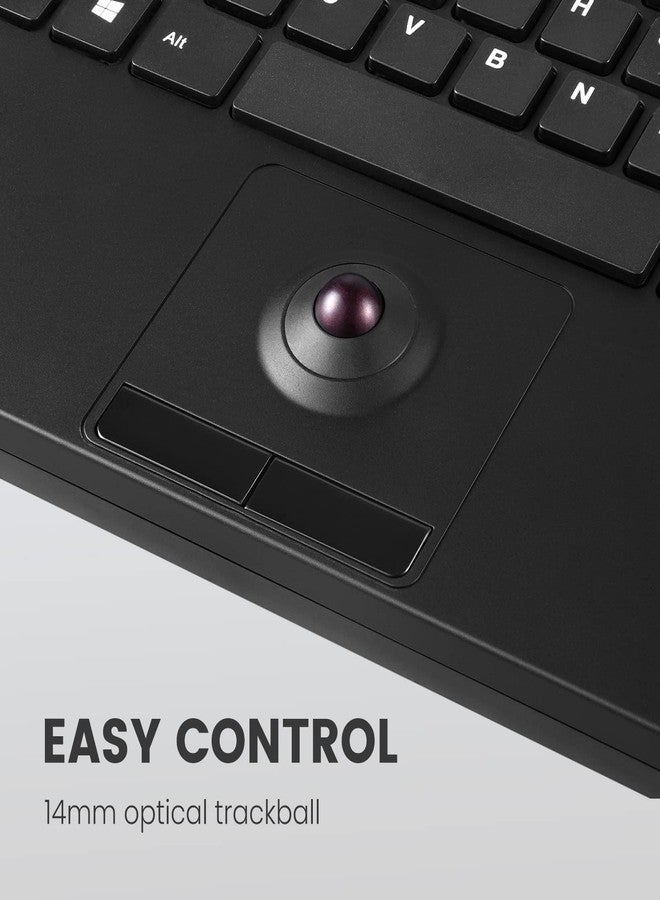 Perixx PERIBOARD-526 US, Wired Mini USB Keyboard with Trackball - X Type Scissor Keys - 11.18x7.17x1.1 Inches - Build-in 2 USB Hubs - US English - Image 2
