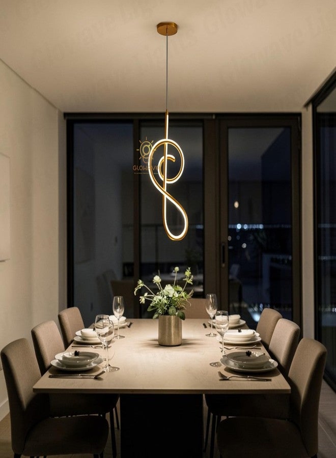 Glowave Modern French Gold Musical Note LED Hanging Light Pendant Lamp Ceiling Light for Kitchen, Cafes Dining Bar - Tricolour (Warm White, White, Natural White) (K320/1P-FGD) - Image 3