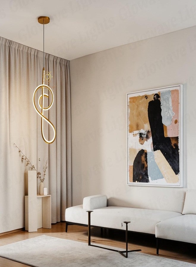 Glowave Modern French Gold Musical Note LED Hanging Light Pendant Lamp Ceiling Light for Kitchen, Cafes Dining Bar - Tricolour (Warm White, White, Natural White) (K320/1P-FGD) - Image 4