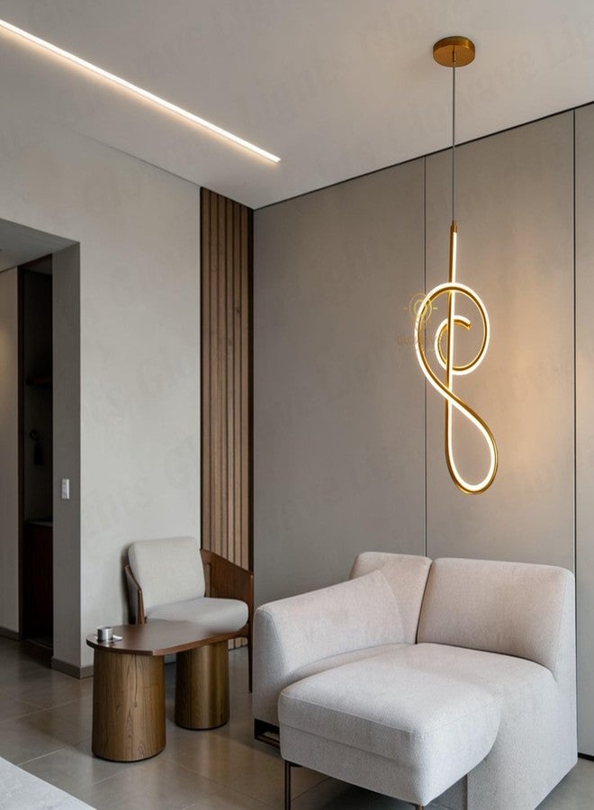 Glowave Modern French Gold Musical Note LED Hanging Light Pendant Lamp Ceiling Light for Kitchen, Cafes Dining Bar - Tricolour (Warm White, White, Natural White) (K320/1P-FGD) - Image 5