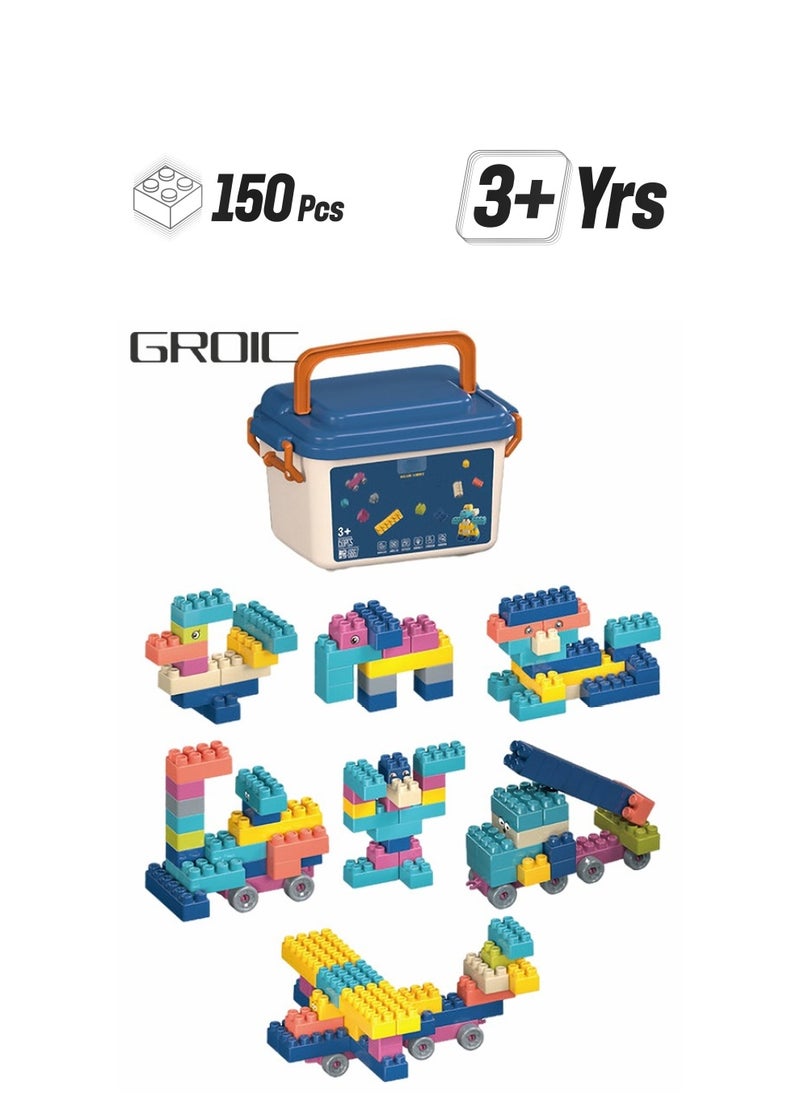 GROIC 150 Pieces Funny Building Blocks STEM Toys Educational Toys Sets Solid Plastic for Preschool Kids Boys and Girls  - Image 1