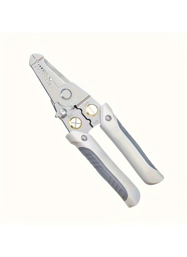 Heavy-Duty Stainless Steel Pliers & Wire Stripper - Multi-Function Electrician's Tool for Cutting, Stripping, Crimping, Clamping, Twisting, and Nail Pulling - Ideal for Home DIY, Metal Structures, and Power Workers