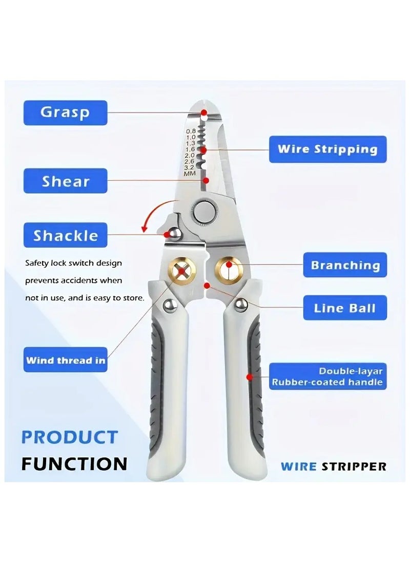 Generic Heavy-Duty Stainless Steel Pliers & Wire Stripper - Multi-Function Electrician's Tool for Cutting, Stripping, Crimping, Clamping, Twisting, and Nail Pulling - Ideal for Home DIY, Metal Structures, and Power Workers  - Image 4