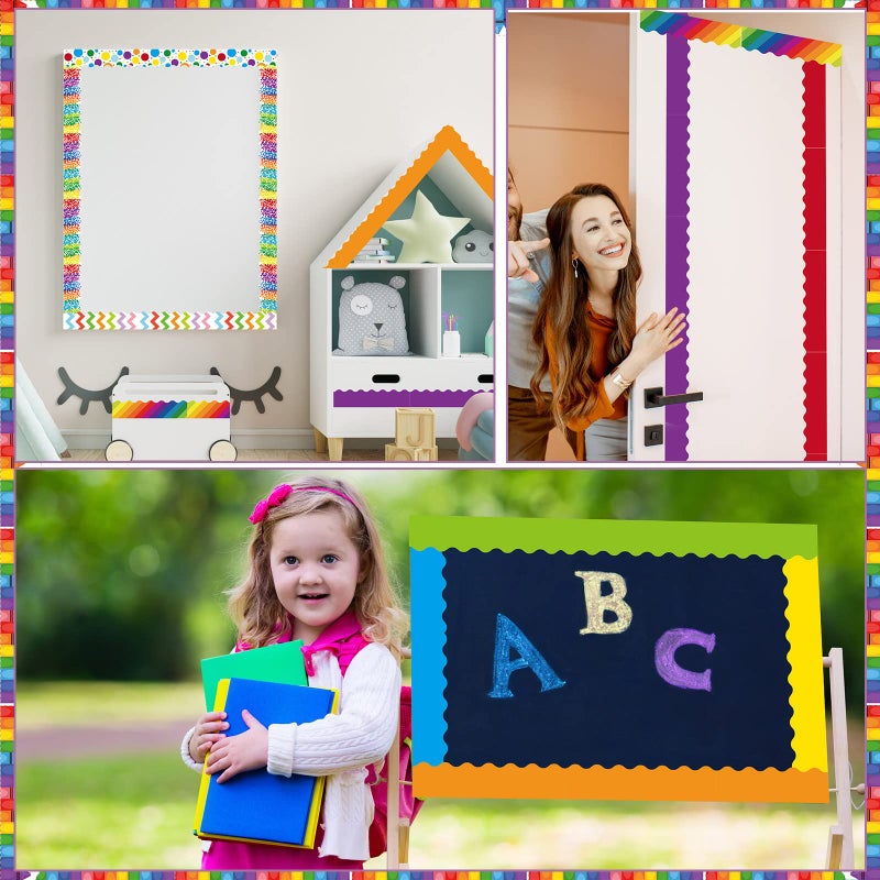 Geyee 240 Pcs 236ft Holiday Bulletin Board Borders Colorful Rainbow Scalloped Border Trim Bulk Bulletin Decor for Classroom Back to School Decor(Fresh Style) - Image 5
