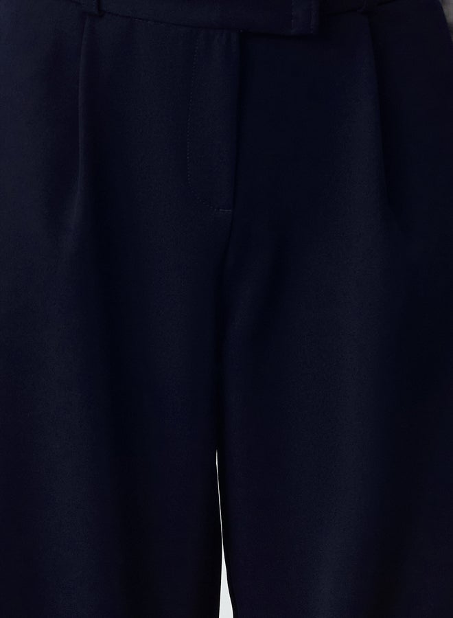 trendyol Navy Blue Waist Detailed Straight Cut Woven Fabric Trousers TWOAW25PL00038 - Image 3