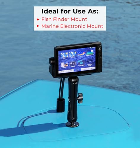 VAZESWIN Aluminum Alloy Fish Finder Mount with C Size 1.5" Ball Rectangle Plate & Round Base, 9.1" Long Arm Marine Electronic Mount Compatible with Garmin, Lowrance, Humminbird, Raymarine and More - Image 3