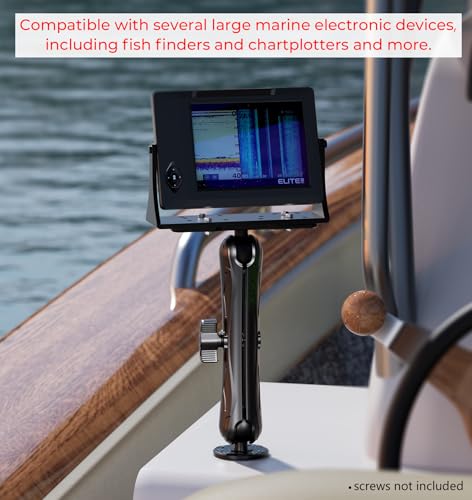 VAZESWIN Aluminum Alloy Fish Finder Mount with C Size 1.5" Ball Rectangle Plate & Round Base, 9.1" Long Arm Marine Electronic Mount Compatible with Garmin, Lowrance, Humminbird, Raymarine and More - Image 5