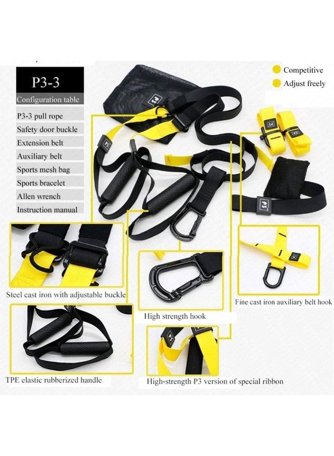 سبورت كيو مجموعة تدريب التعليق Pro3، أشرطة مقاومة لتدريب الجسم بالكامل المستويات للاستخدام الداخلي والخارجي، أشرطة قابلة للتعديل تتحمل وزنًا يصل إلى 500 كجم، معدات متكاملة للجيم المنزلي - Image 2