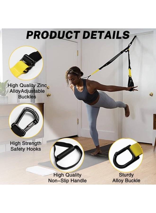 سبورت كيو مجموعة تدريب التعليق Pro3، أشرطة مقاومة لتدريب الجسم بالكامل المستويات للاستخدام الداخلي والخارجي، أشرطة قابلة للتعديل تتحمل وزنًا يصل إلى 500 كجم، معدات متكاملة للجيم المنزلي - Image 5