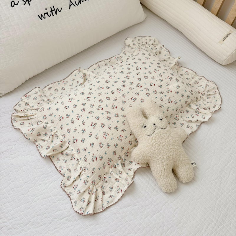 BuLuTu Cute Floral Print Pillowcases for Toddler Girls Boys, 14"x20", 1 pc, 2 Layers Muslin Cotton Pillow Cases for Crib Toddler Bed Pillow Cover, Envelope Closure, Machine Washable - Image 1
