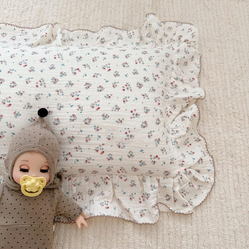 BuLuTu Cute Floral Print Pillowcases for Toddler Girls Boys, 14"x20", 1 pc, 2 Layers Muslin Cotton Pillow Cases for Crib Toddler Bed Pillow Cover, Envelope Closure, Machine Washable - Image 5