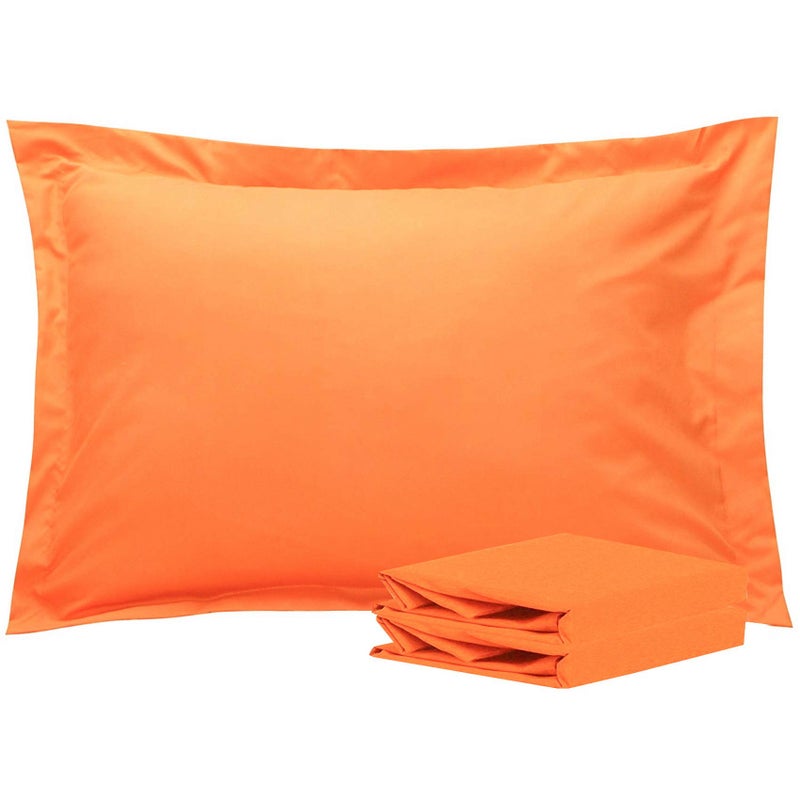 إن تي باي NTBAY 100 ٪ Microfiber Standard Pillow SHAMS مجموعة من 2 Super Super و Dozy التجاعيد تتلاشى البقع مقاومة 20 × 26 بوصات وسادة Oxford Orange 