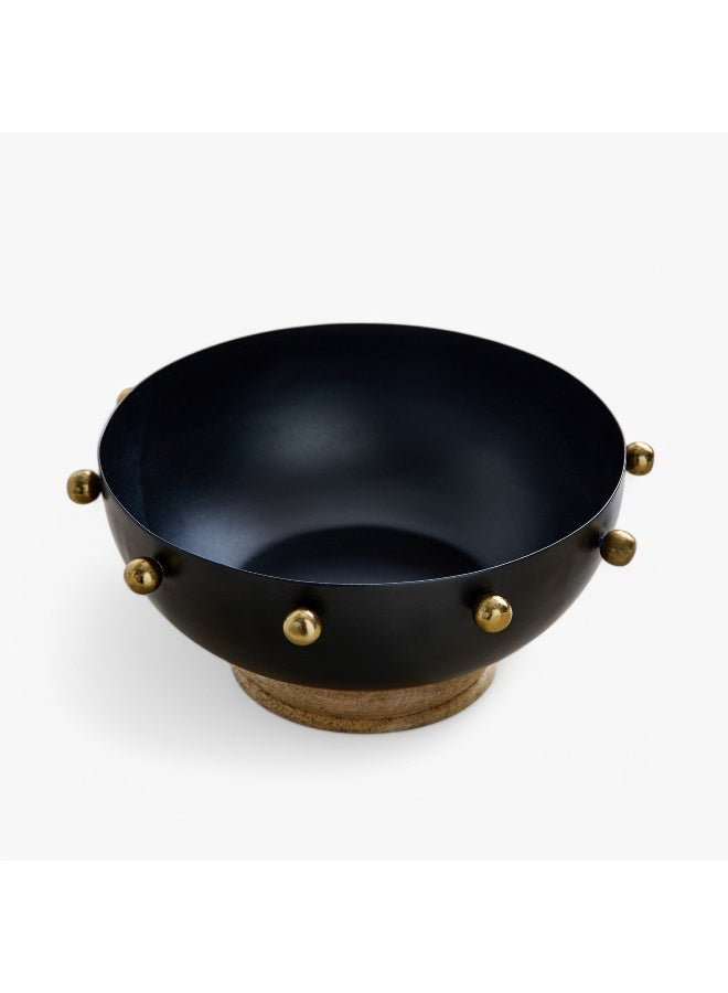 Home Box Certosa Metal Decorative Bowl with Wooden Base - 20x20x9 cm - Image 5