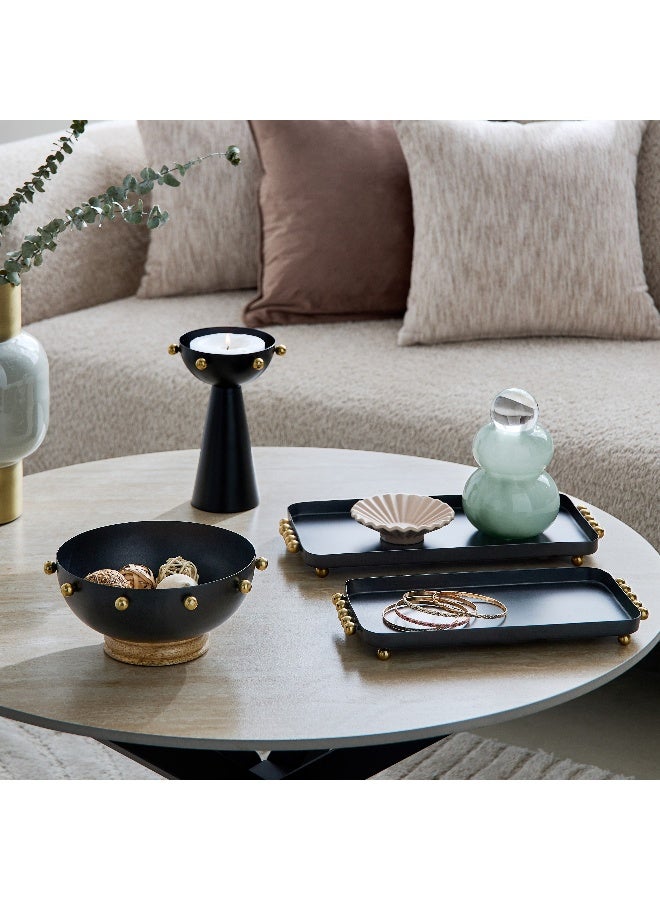 Home Box Certosa Metal Decorative Bowl with Wooden Base - 20x20x9 cm - Image 4