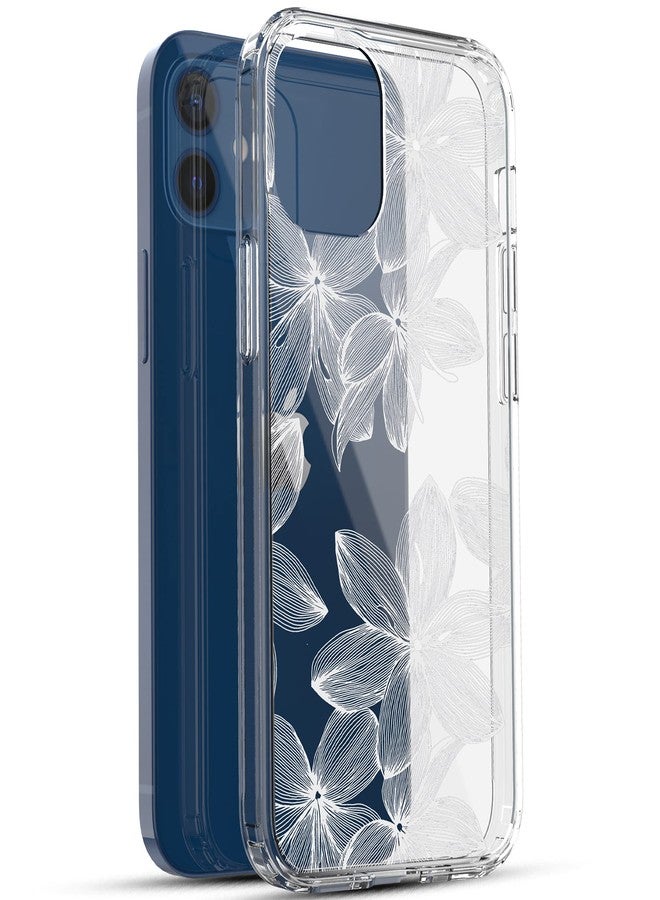 RANZ iPhone 12 Case, iPhone 12 Pro Case, Anti-Scratch Shockproof Series Clear Acrylic + TPU Bumper Protective Case for iPhone 12 / iPhone 12 Pro (6.1 inch) [2020 Released] - White Flower - Image 3