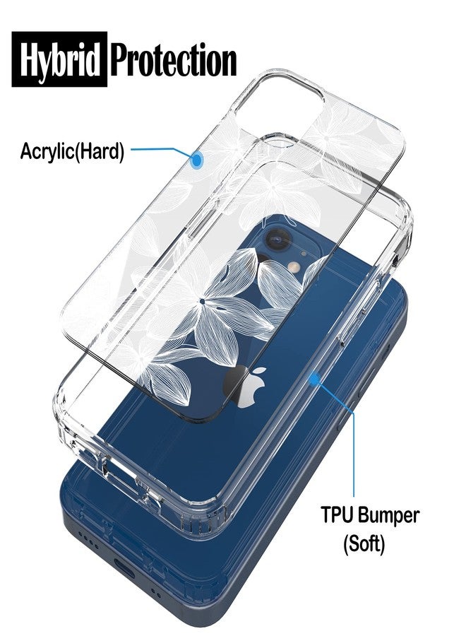 RANZ iPhone 12 Case, iPhone 12 Pro Case, Anti-Scratch Shockproof Series Clear Acrylic + TPU Bumper Protective Case for iPhone 12 / iPhone 12 Pro (6.1 inch) [2020 Released] - White Flower - Image 4