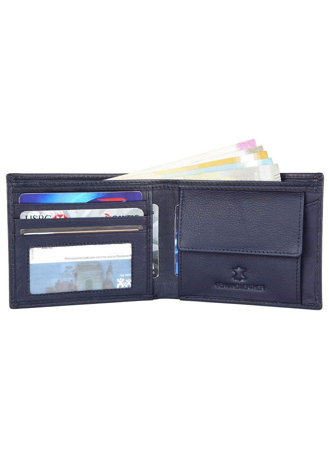 Napa Hide Blue Leather Wallet For Men I Handcrafted I 4 Credit/Debit Card Slots I 2 Currency Compartments I 1 Transparent Id Window - Image 4