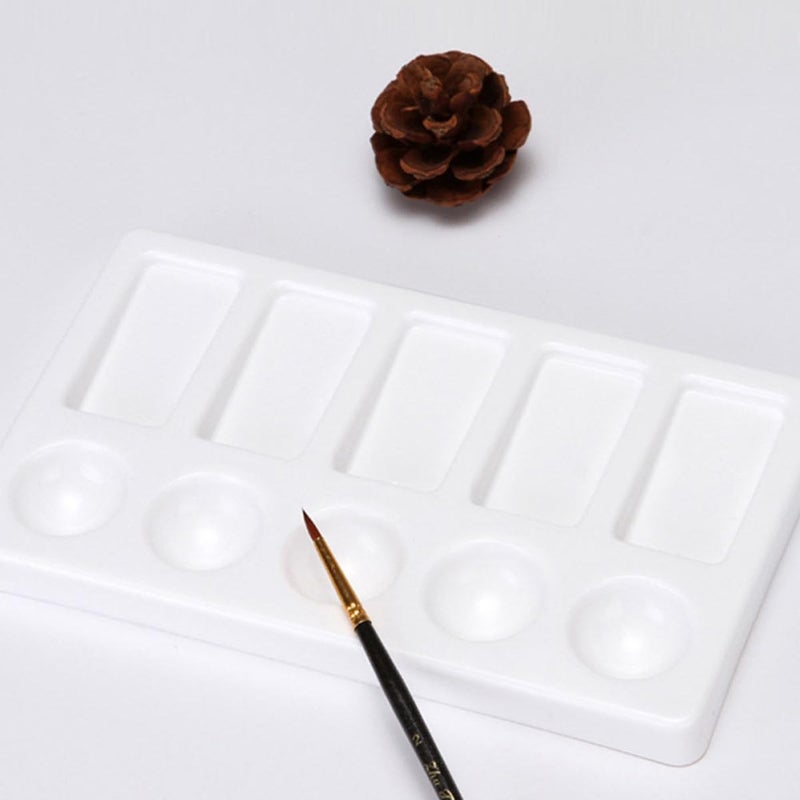 3Pcs White Plastic Rectangular Painting Trays Watercolor Mixing Plates for Artists Students Crafts - Image 5