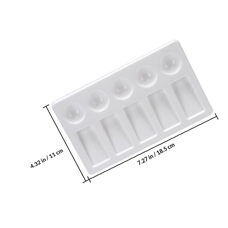 3Pcs White Plastic Rectangular Painting Trays Watercolor Mixing Plates for Artists Students Crafts - Image 3