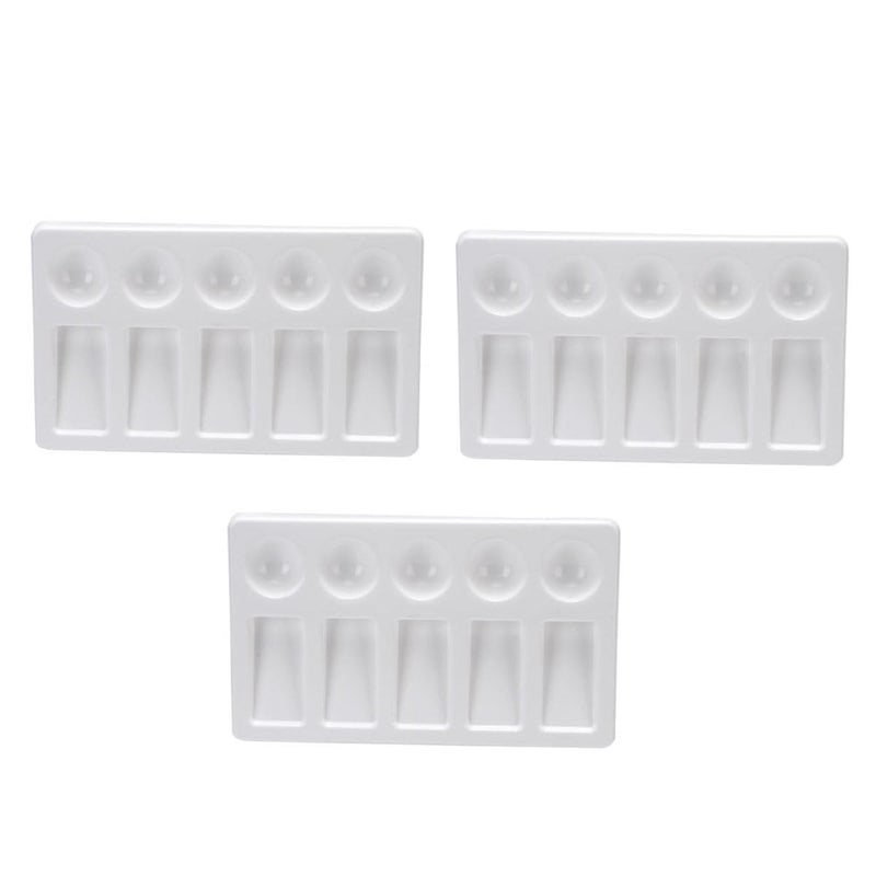3Pcs White Plastic Rectangular Painting Trays Watercolor Mixing Plates for Artists Students Crafts - Image 2