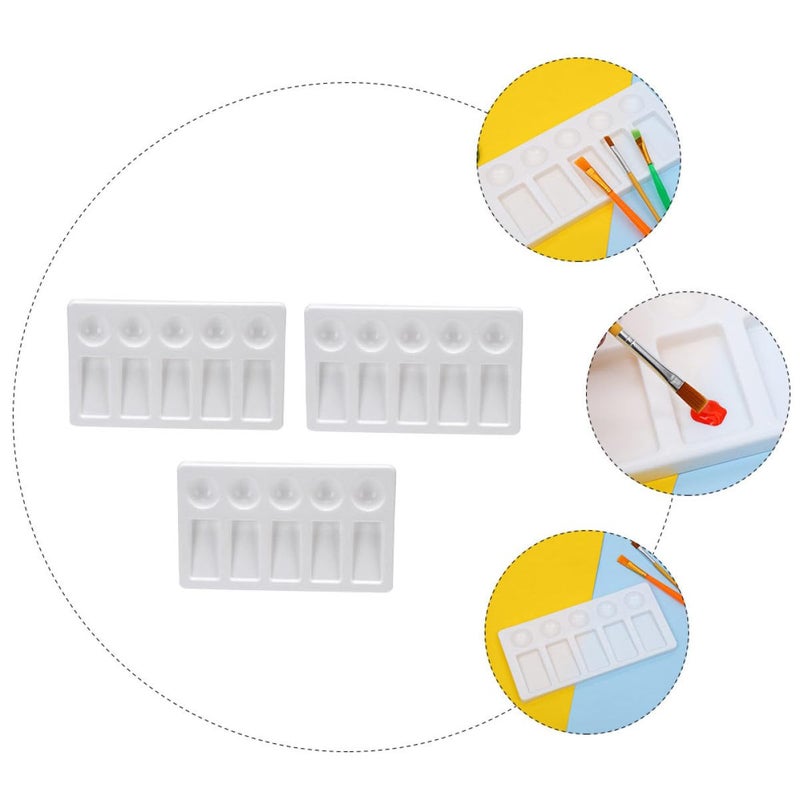 3Pcs White Plastic Rectangular Painting Trays Watercolor Mixing Plates for Artists Students Crafts - Image 4