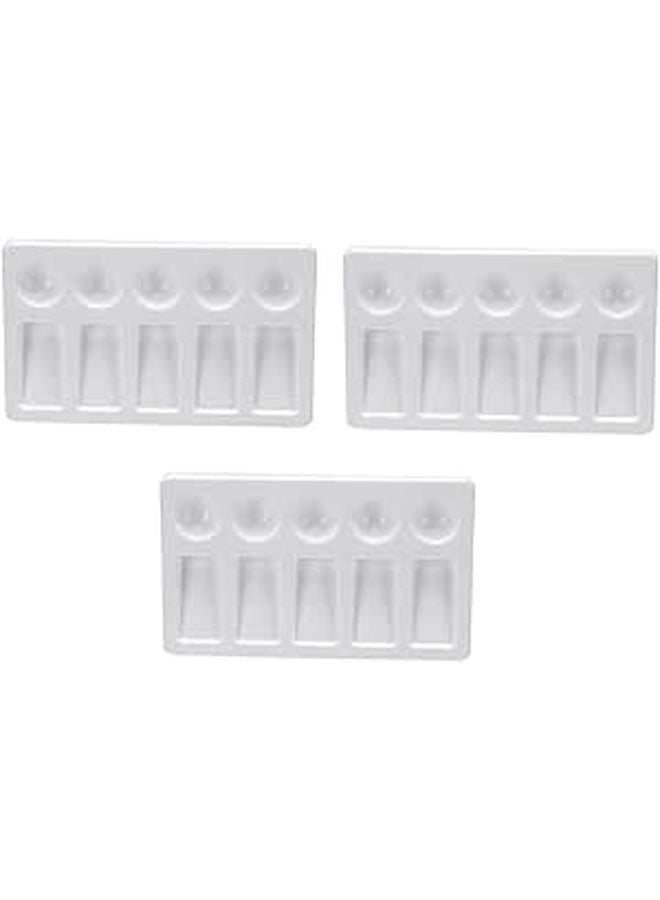 3Pcs White Plastic Rectangular Painting Trays Watercolor Mixing Plates for Artists Students Crafts - Image 1