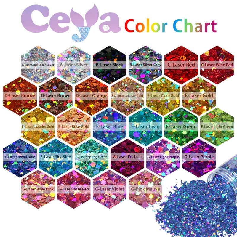 Ceya Holographic Chunky Glitter, 4.9oz/ 140g Pink Mauve Craft Glitter Powder Mixed Fine Flakes Iridescent Nail Sequins for Roses Nail Art, Hair, Epoxy Resin, Tumblers, Slime, Painting, Festival Decor - Image 3