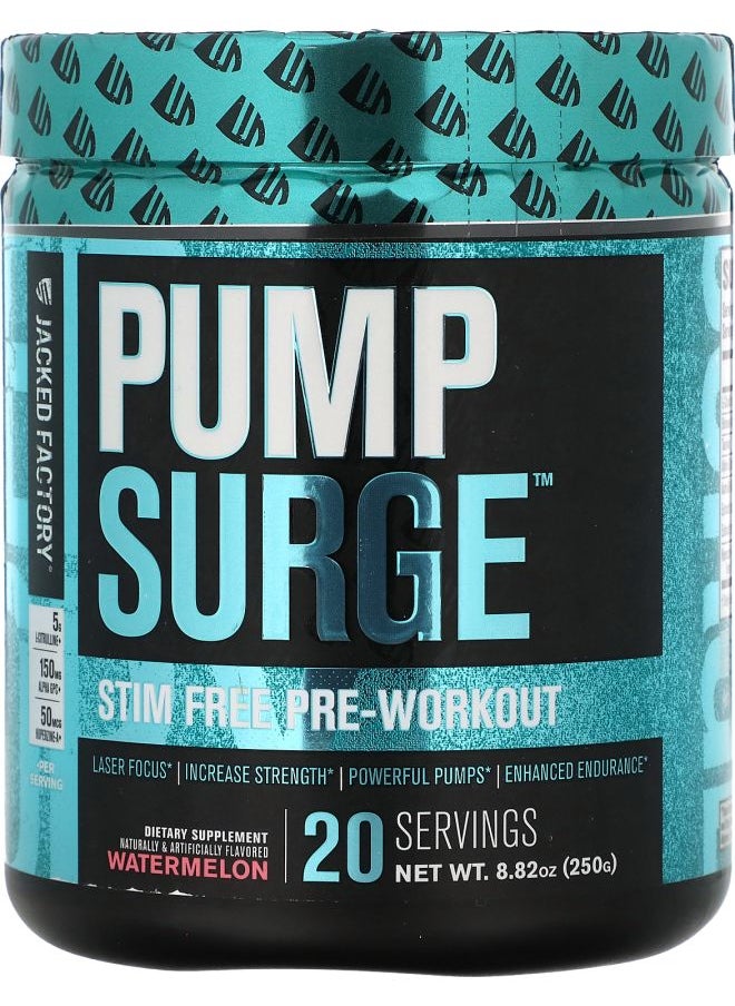 Jacked Factory - Pump Surge Stim Free PreWorkout Watermelon 8.82 oz (250 g) - Image 1