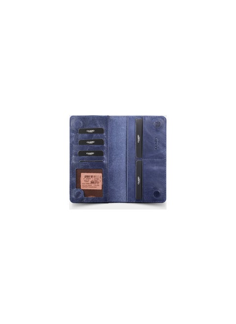Navy Blue Genuine Leather Password Handbag
