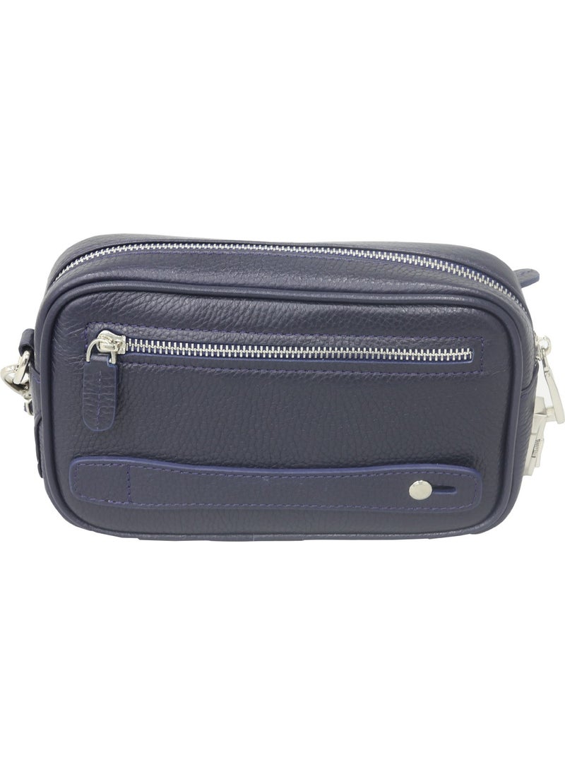 Guard - Navy Blue Genuine Leather Password Handbag - Image 1
