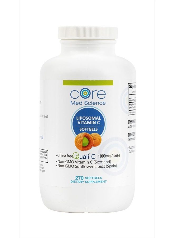 Core Med Science Liposomal Vitamin C 1000mg by Core Med Science, 270 Softgels - Non-GMO Natural Liposomal Vitamin C Supplement That Promotes Healthy Skin - Immune System Booster for Adults, Supports Collagen Formation - Image 1