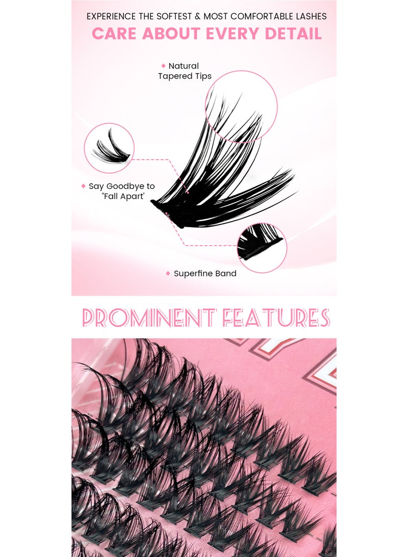 216 Clusters New DIY False Eyelashes, 80D High-Capacity D-Curl Messy Voluminous Style (8-16mm) - Image 4