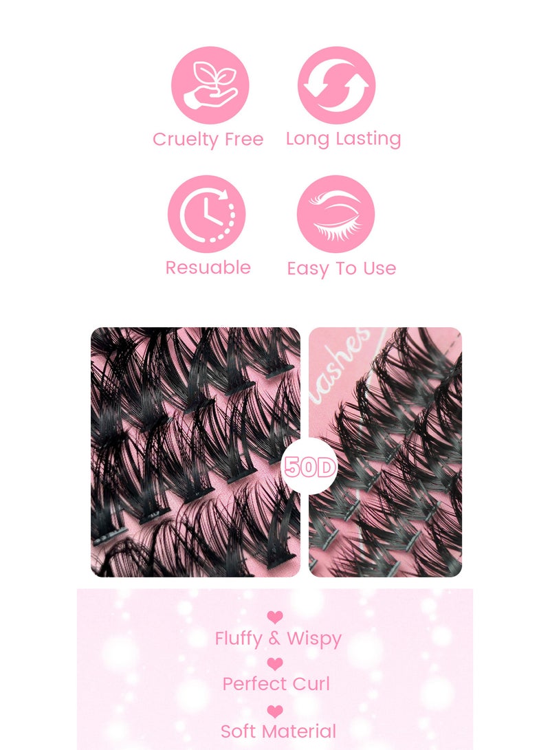 216 Clusters New DIY False Eyelashes, 80D High-Capacity D-Curl Messy Voluminous Style (8-16mm) - Image 5