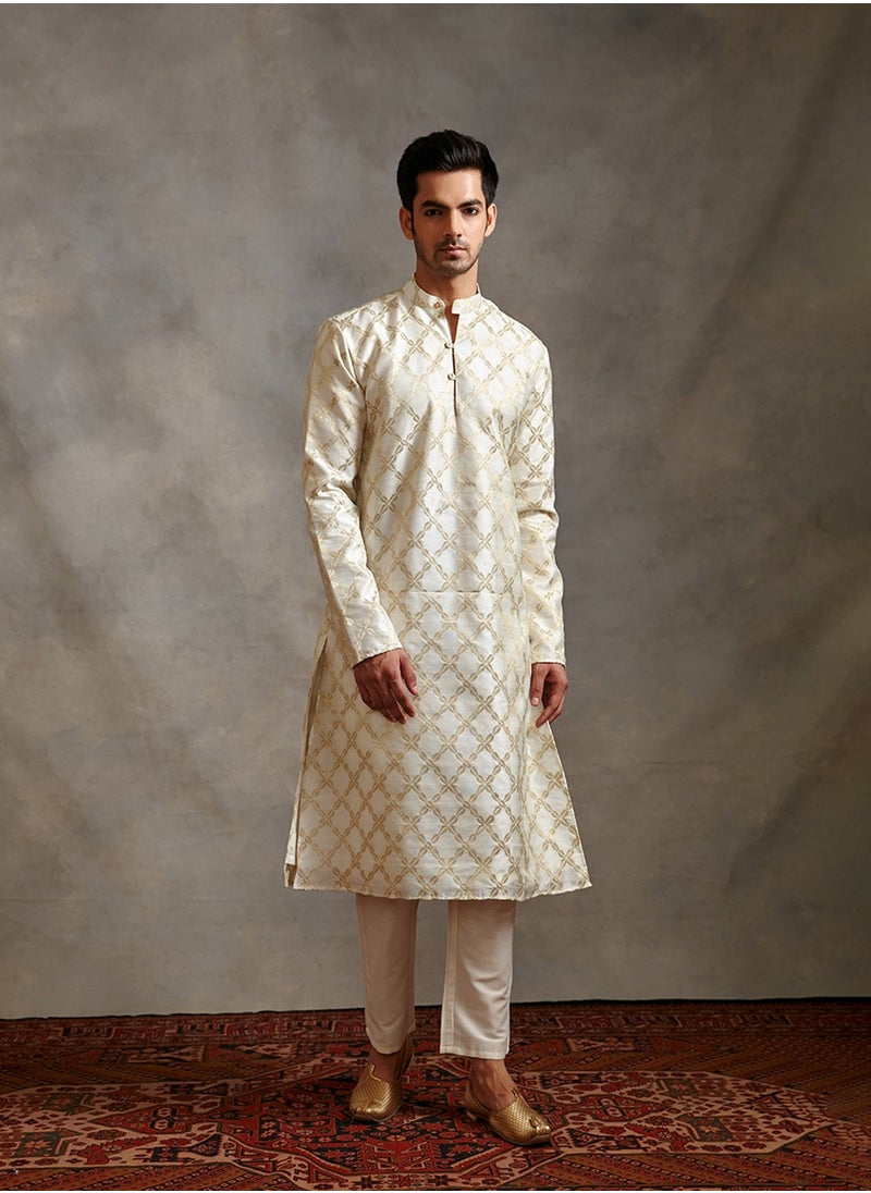 Abhishti Banarasi zari kurta -ivory  - Image 1