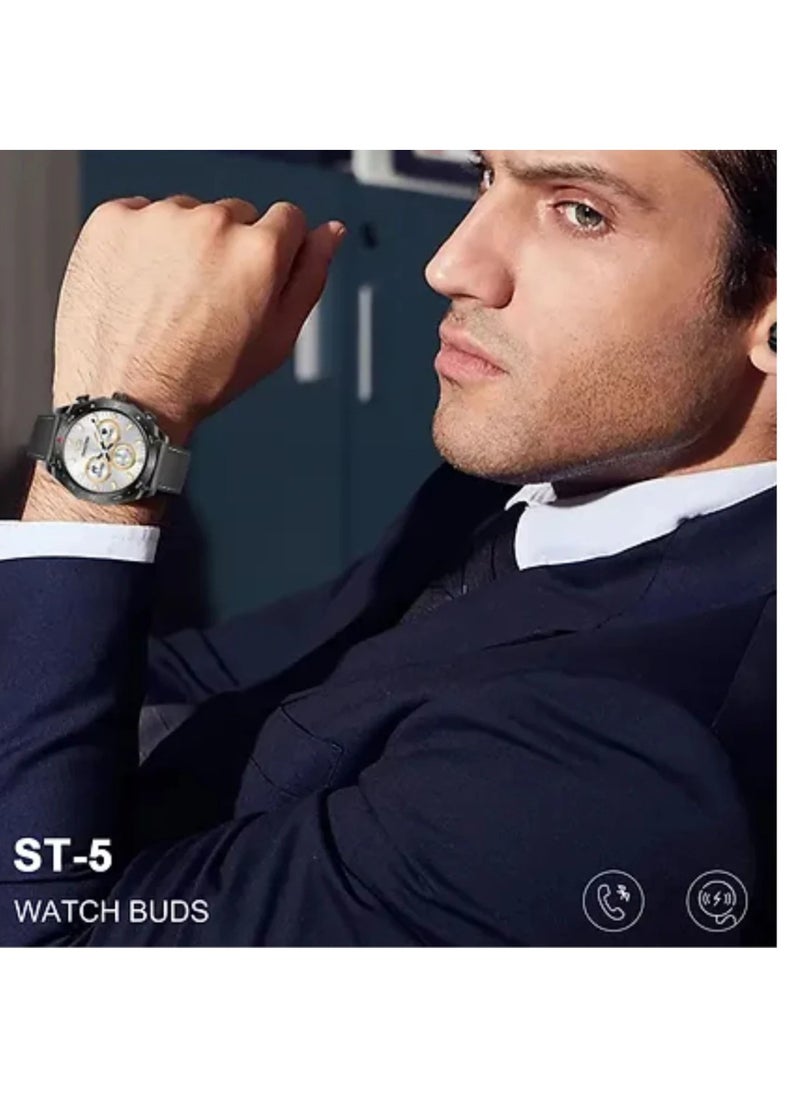 Haino Teko - ST 5 Smart Watch With Built-In Speaker HD IPS AMOLED Display Waterproof Smartwatch App Control Heart Rate GPS Unisex Fitness Smartwatch With Wireless Charger And Watch Buds Full Touch Display - Image 1