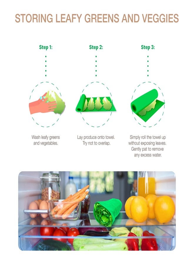 Eurow Microfiber Lettuce Wrap Towels, Ultra Absorbent Terry Weave Vegetable Drying Cloths, Reusable Kitchen Towels for Greens, Herbs, Produce, Space-Saving Alternative,12" x 42", Green, 2-Pack - Image 5